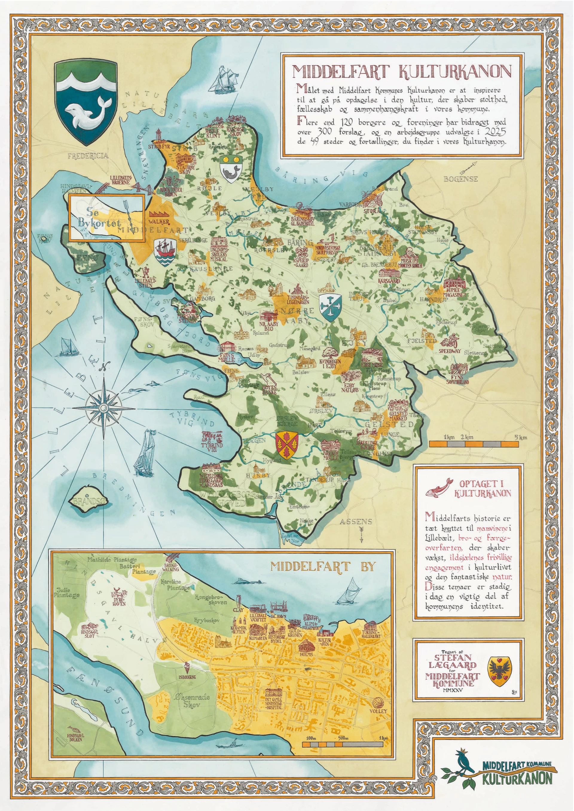 Oversigtskort Middelfart Kulturkanon