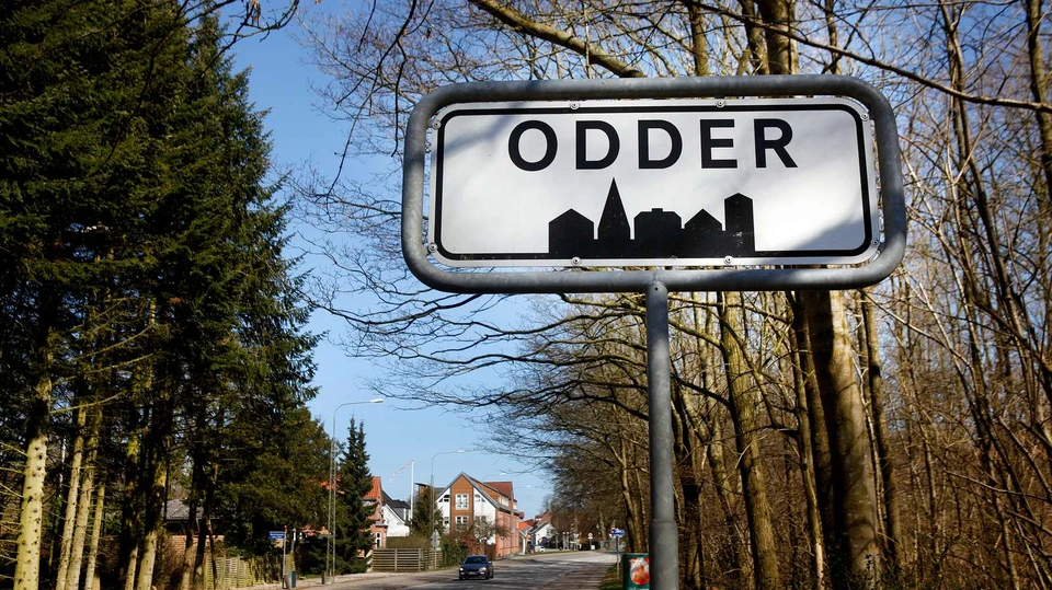 Byskilt på vejen ind til Odder.