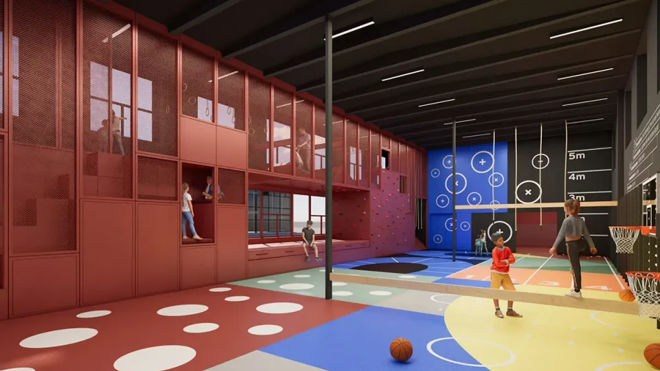 TRANSFORMS visualiseringer af Hou Skoles gymnastiksal