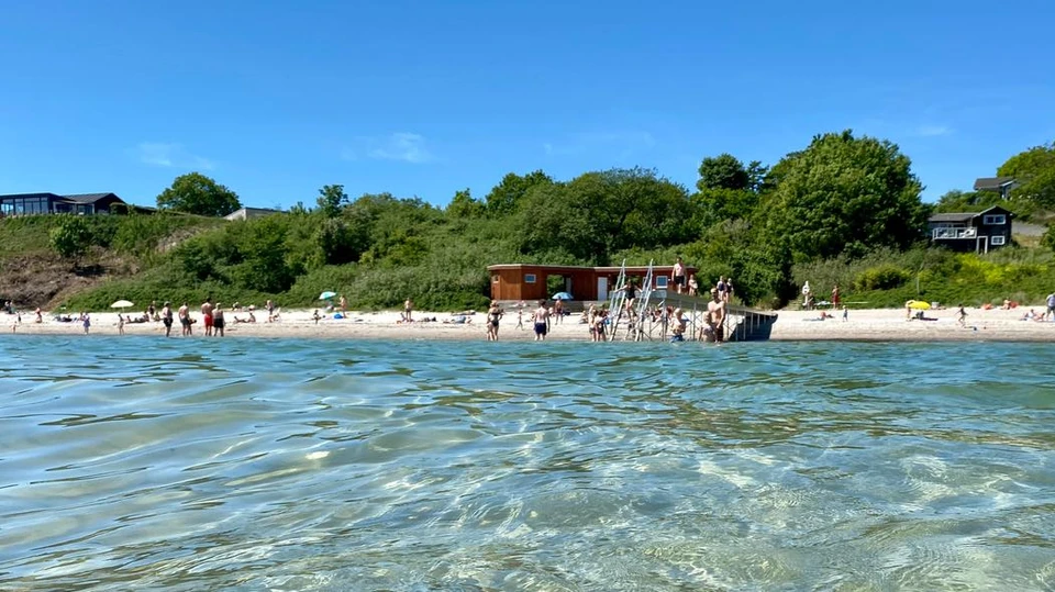 Badende på Rude Strand