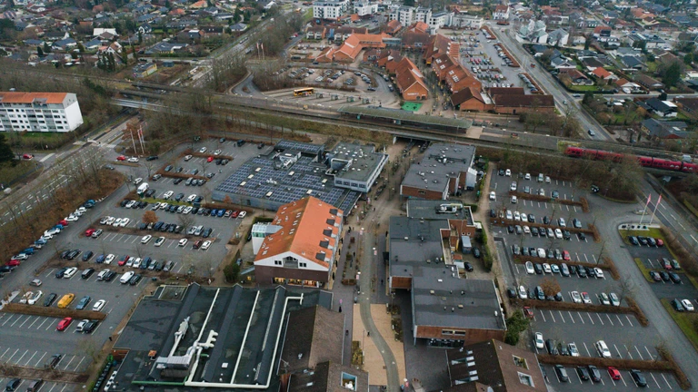 Billedet viser et udsnit af Solrød Center set oppefra