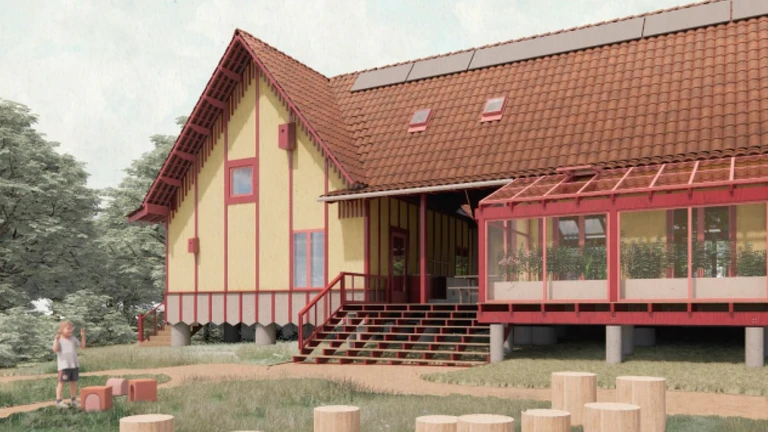 Billedet viser en illustration af, hvordan den kommende daginstitution kommer til at se ud