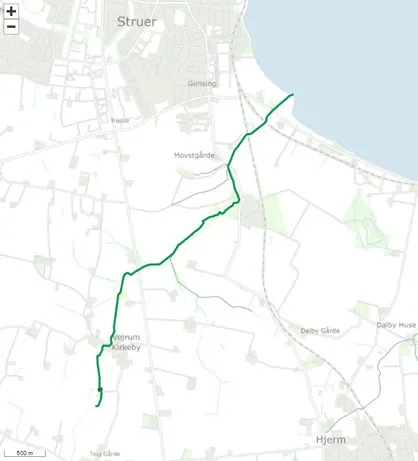 Kort der viser Kvistrup Møllebæk