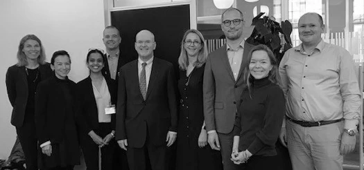 Billede af deltagerne: Dr. Don Rucker,Noila Sorensen, Ritu Nalubola, Lisbeth Nielsen, Flemming Christiansen, Kenneth B. Ahrensberg, Nanna Skovgaard og Maja Svankjær Thagaard. 