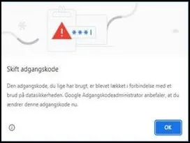 googleadvarsel om kodeord