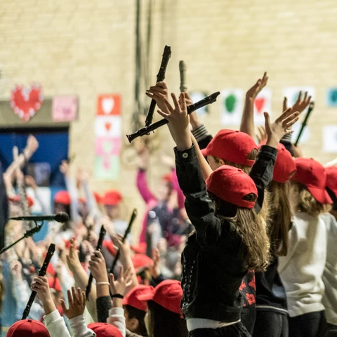 Elever med blokfløjter