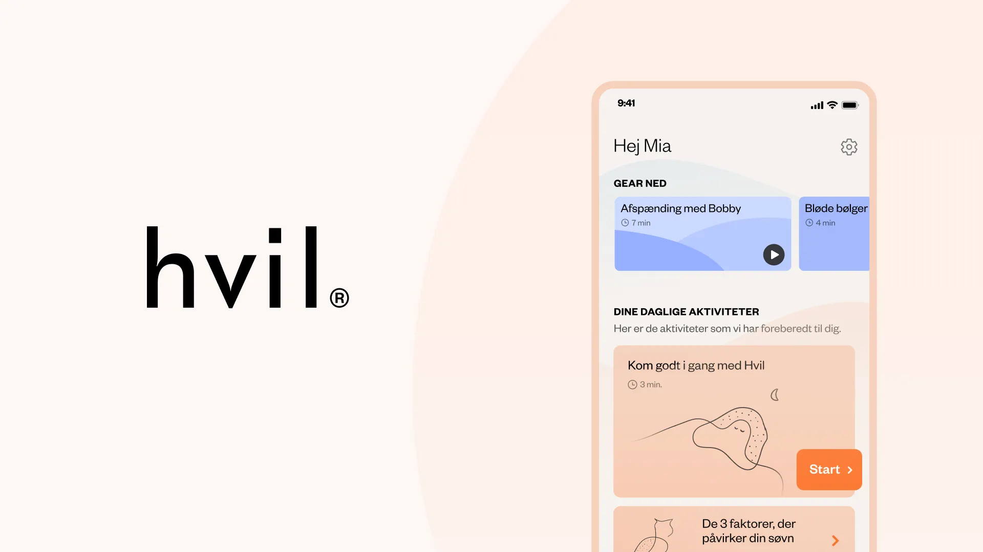Hvil app visning af mobil
